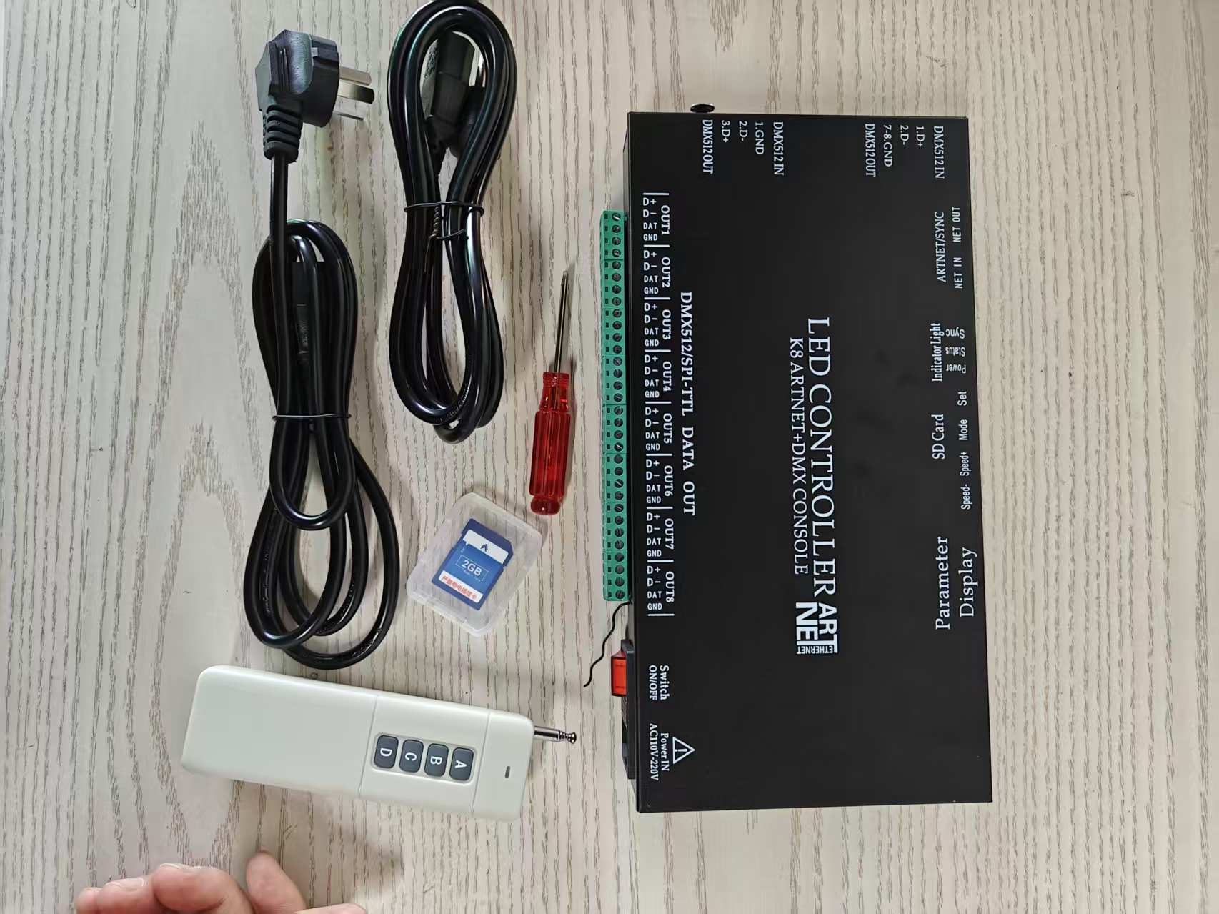 K8 K16 T8K  Artnet Addressable Pixel LED Controller with remote