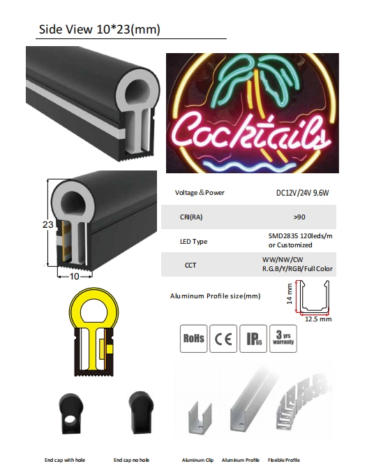 Black Color Flexible Led Neon Silicone Tube Strips5x13mm 10x10mm 12x12mm  16x16mm  20x20mm 6x12mm  etc
